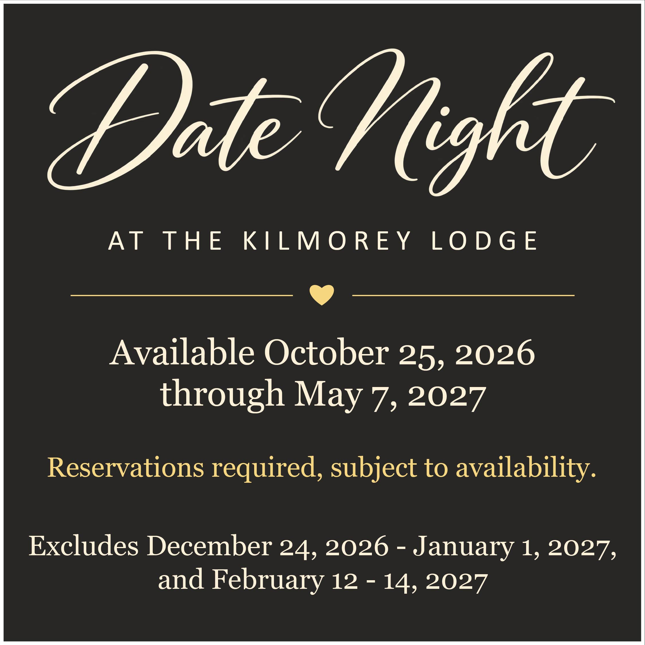 Date Night at the Kilmorey Lodge poster.